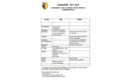 Calendrier 2017-2018